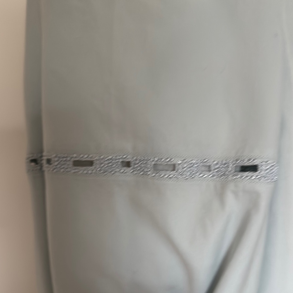 Alaia Blue Puff Sleeve Blouse with Dress Shirt Collar - Picture 2 of 6